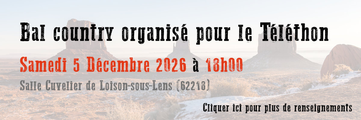 Nous animons un bal country le 5 Décembre 2026. Cliquez ici pour plus de renseignements.